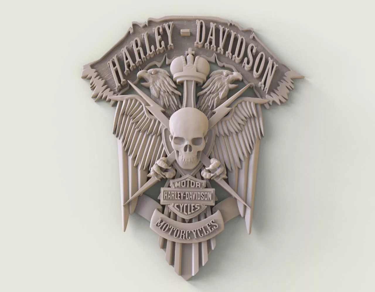 bas-relief Harley-Davidson 3D print model