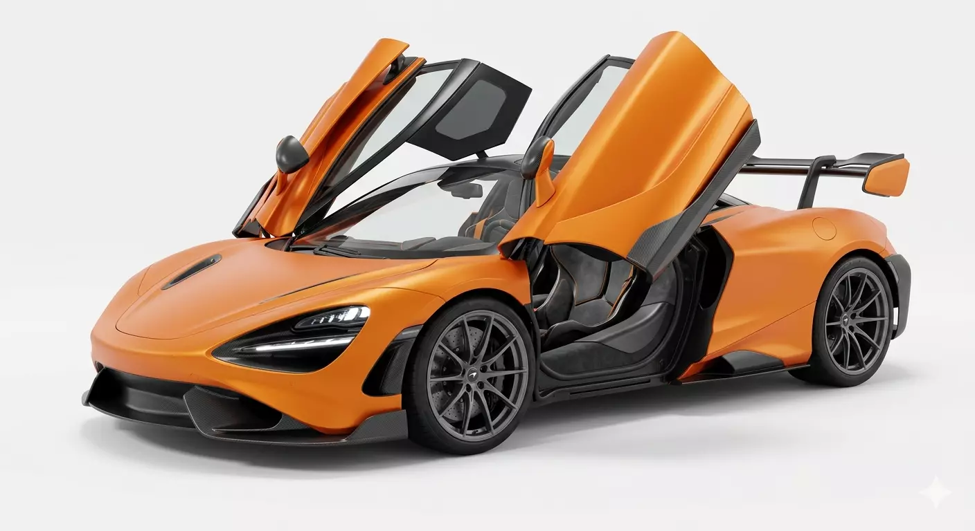 High Performance Orange Supercar with Dihedral Doors 3D model