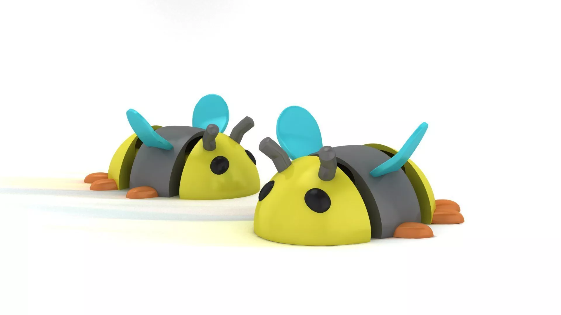 Stylized Mechanical Bee Duo 3D print model