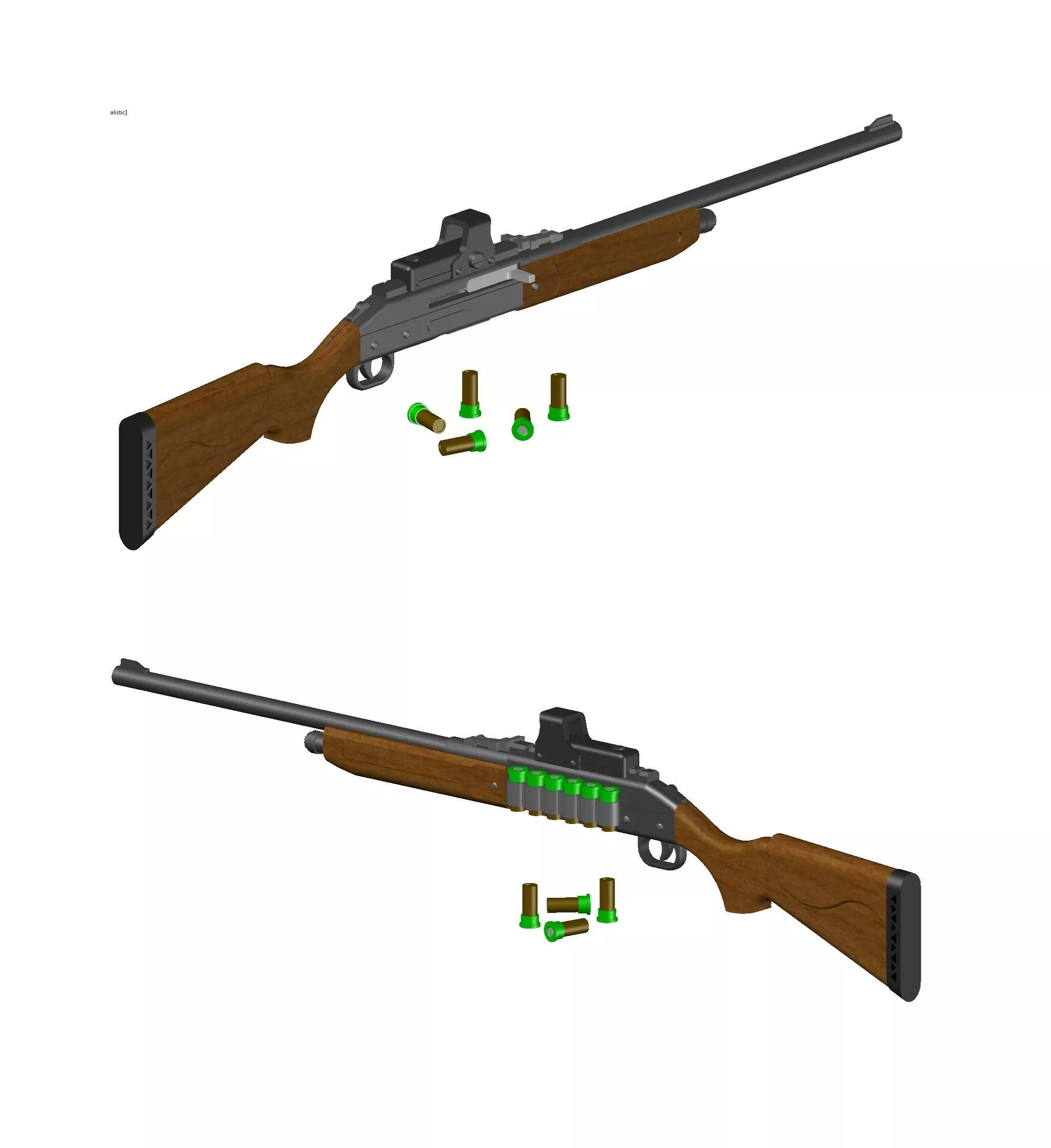 Toy and tabletop hunter rifle miniature 3D print model