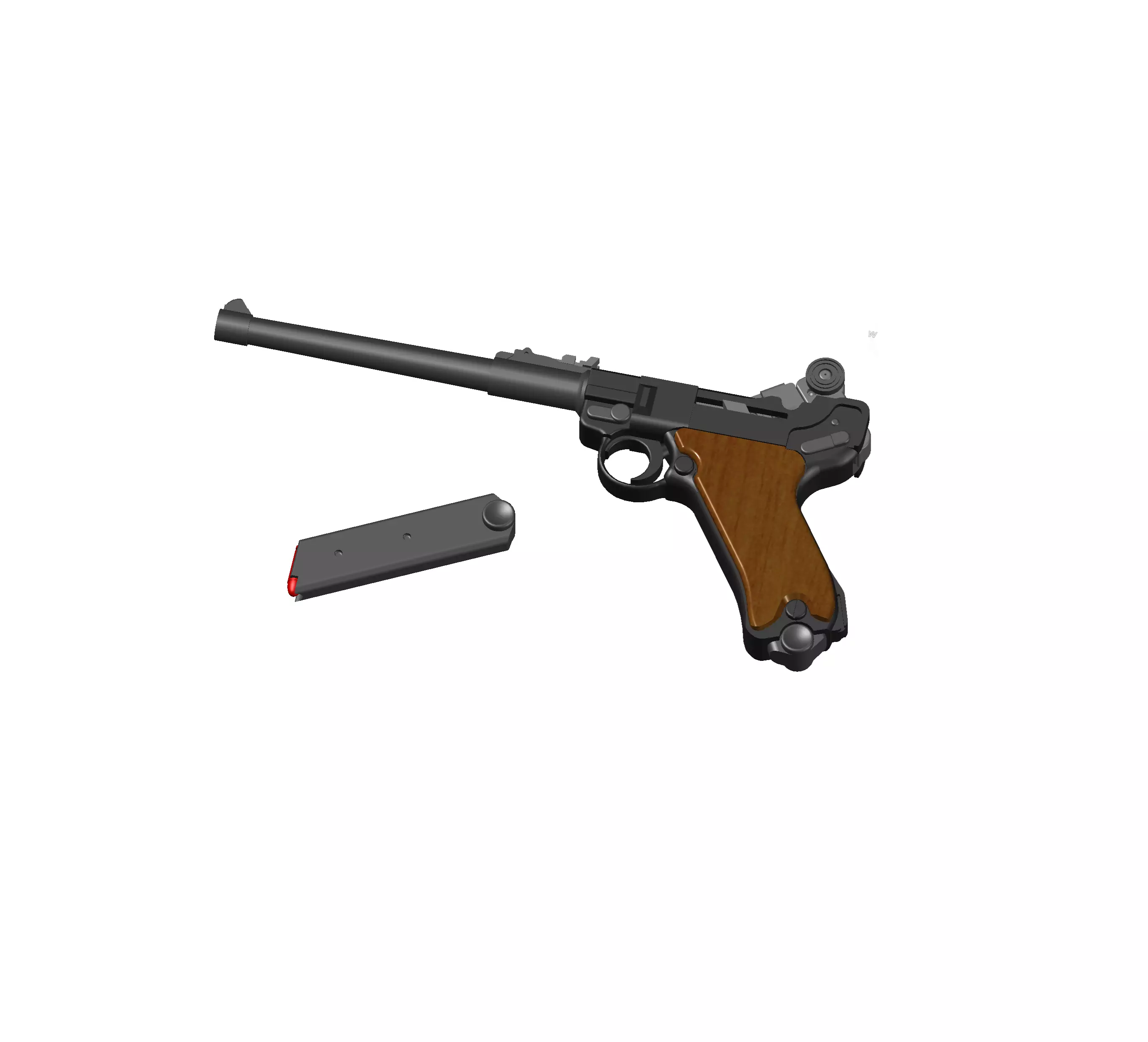 LUGER LONG BARREL TOY AND DECOR 3D print model
