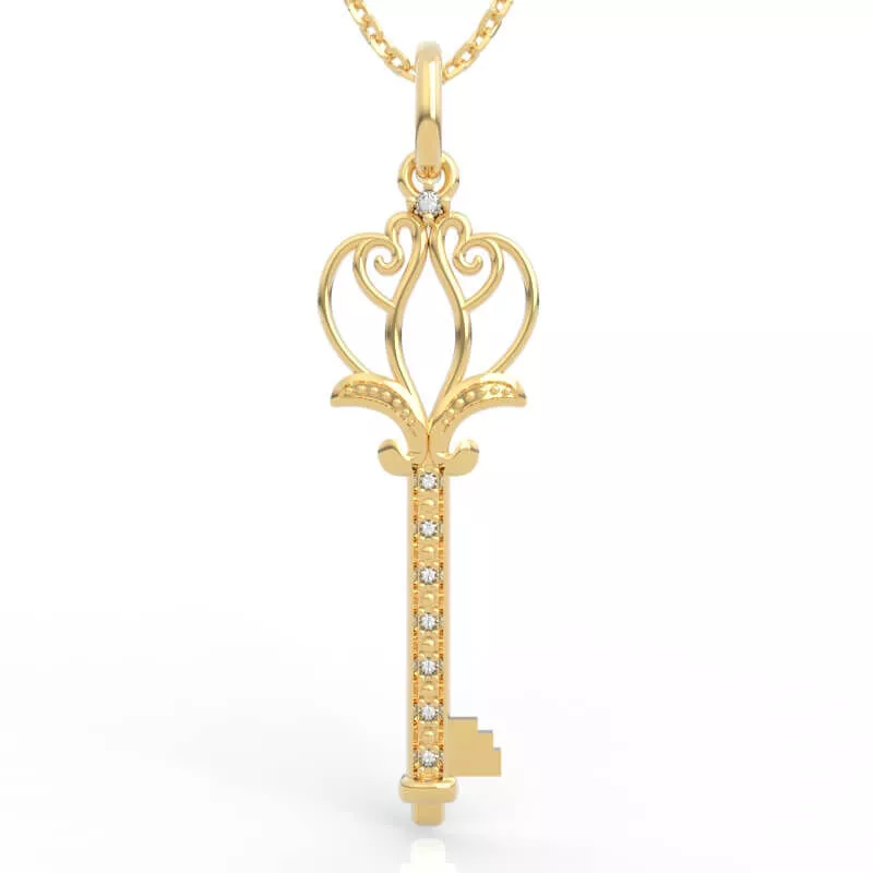 Stunning Lotus Crown Key Pendant 3D print model