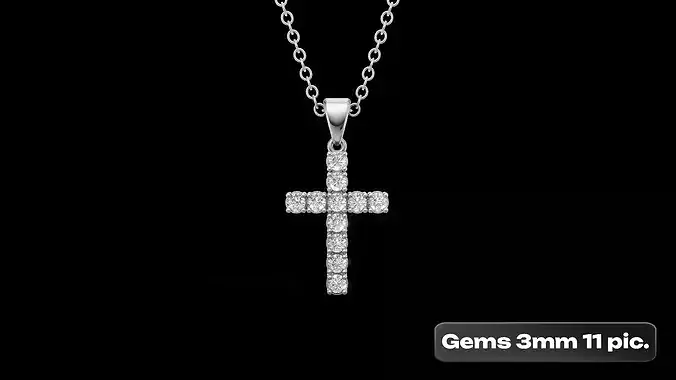 Diamond Cross Pendant 3mm 11 pices