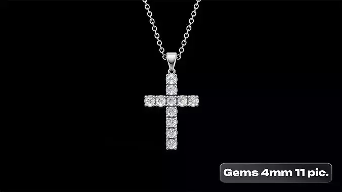 Diamond Cross Pendant 4mm 11 pices