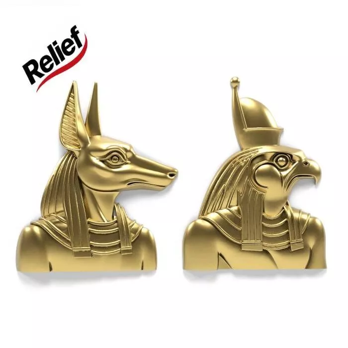 Anubis and Horus - Relief 3D print model