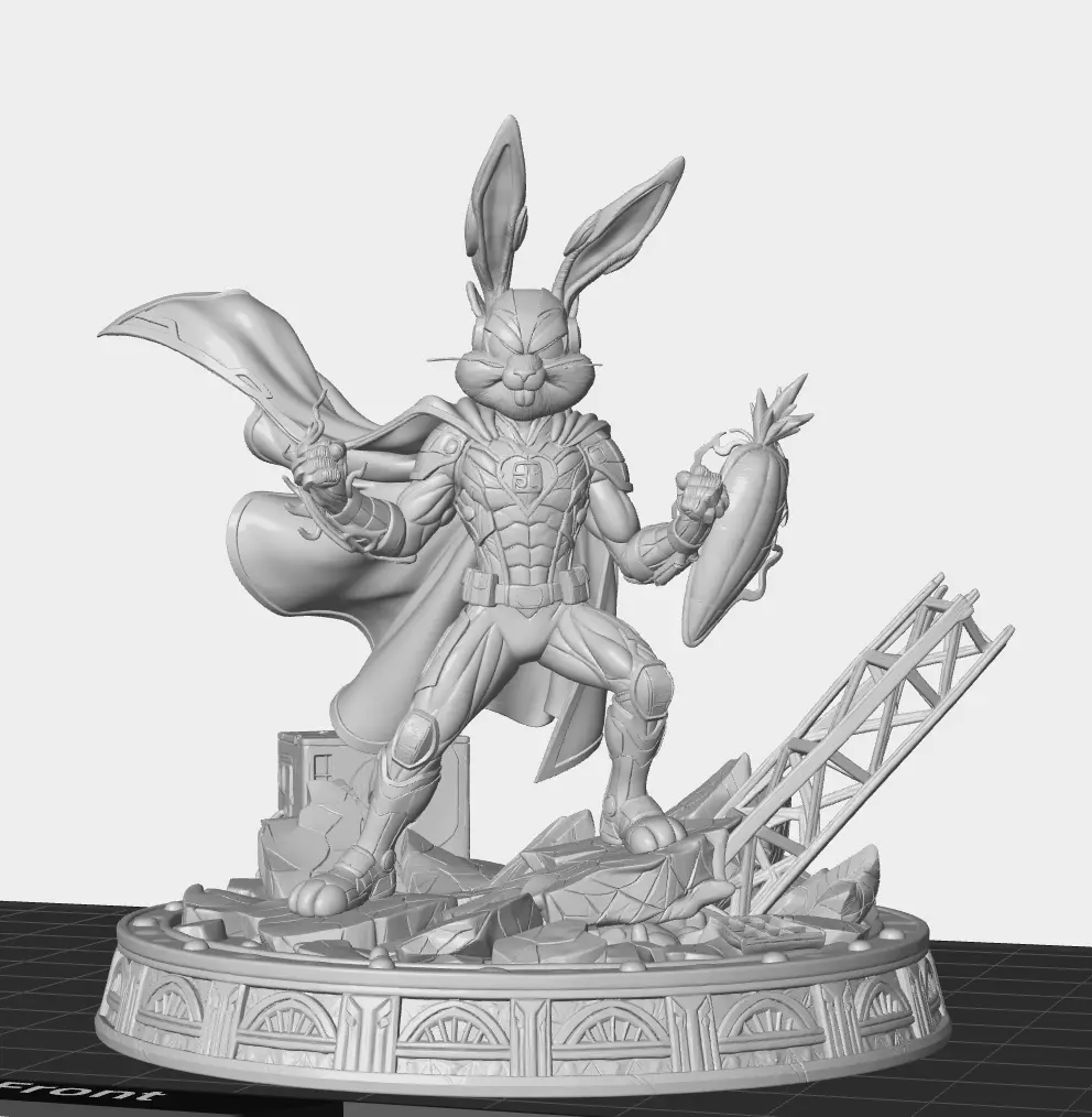 Easter Bunny Superhero 3D Print Deadpool Style Rabbit Statue 3D print model