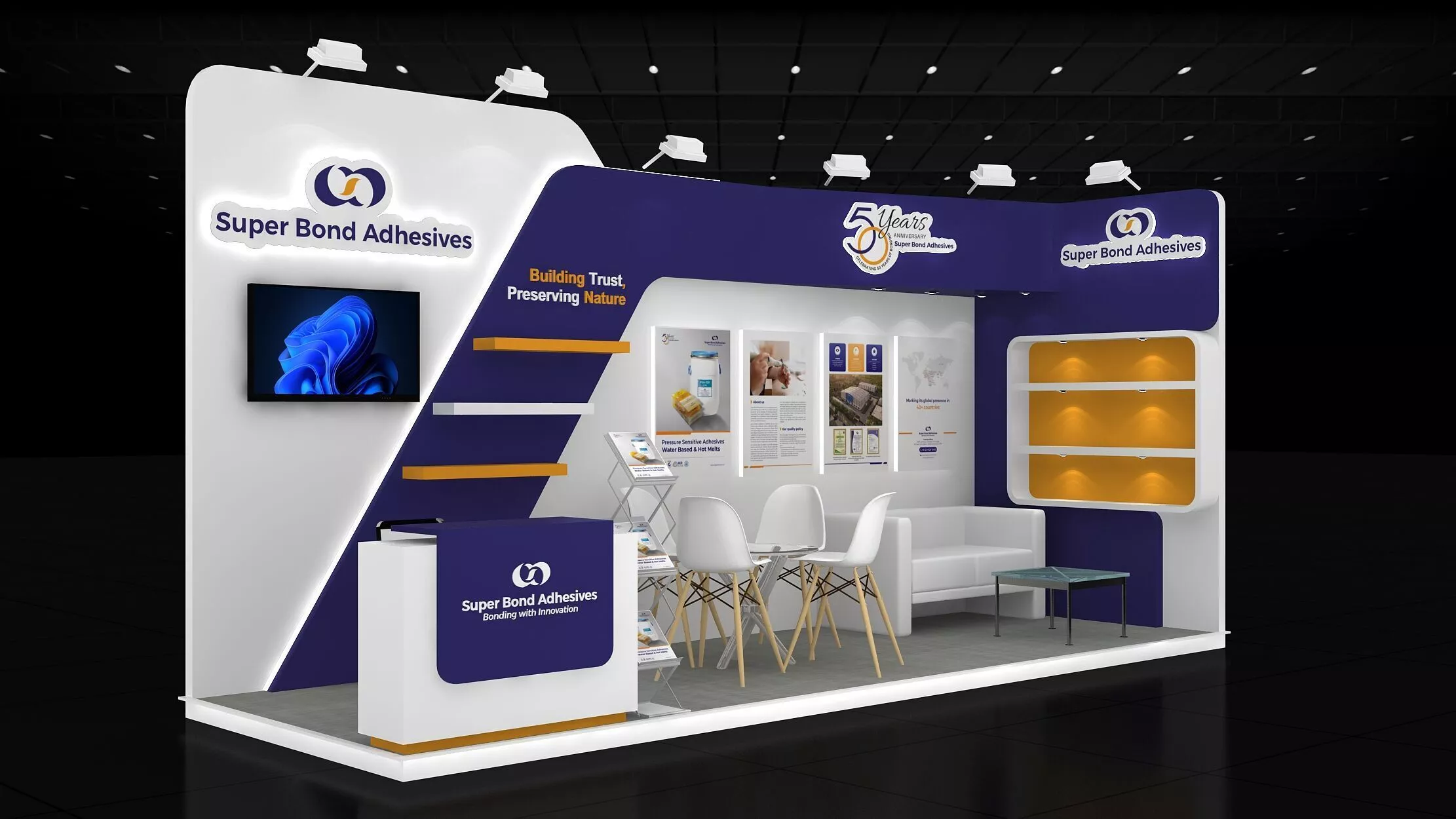6mtr x 2mtr expo stall 2side open Exhibition Stand Low-poly 3D model