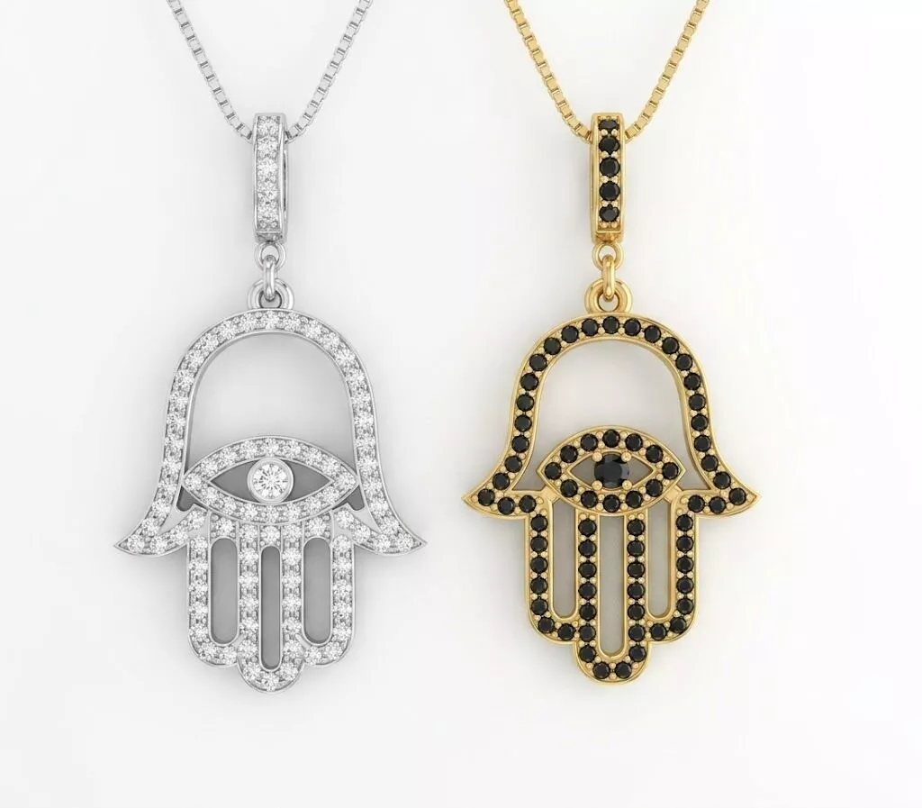 Hamsa Hand Diamond Pendant 3D Model Jewelry 3D print model