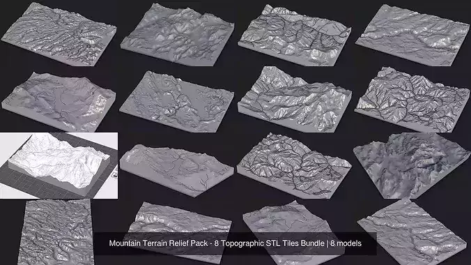Mountain Topographic Pack 3D model 3D printable | CGTrader