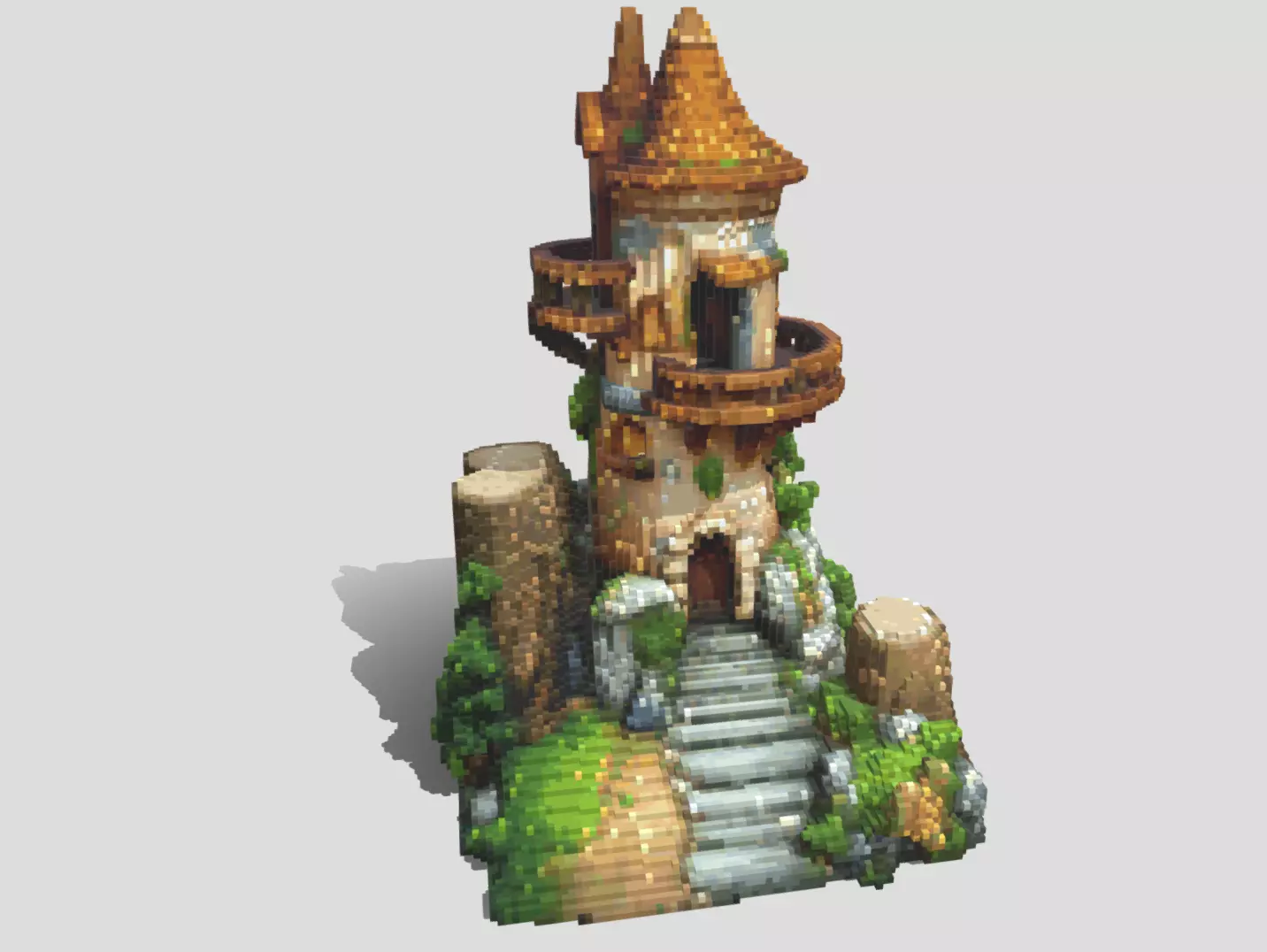 Whimsical Voxel Stylized Wizard Tower 3D model