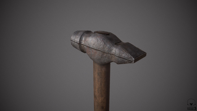 Realistic Old Hammer Low-poly 3D model