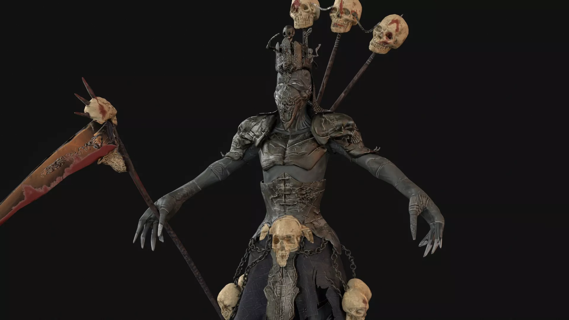 Necromancer 3d low poly model woman holding scythe Free low-poly 3D model