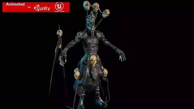 Necromancer 3d low poly model woman holding scythe Free low-poly 3D model