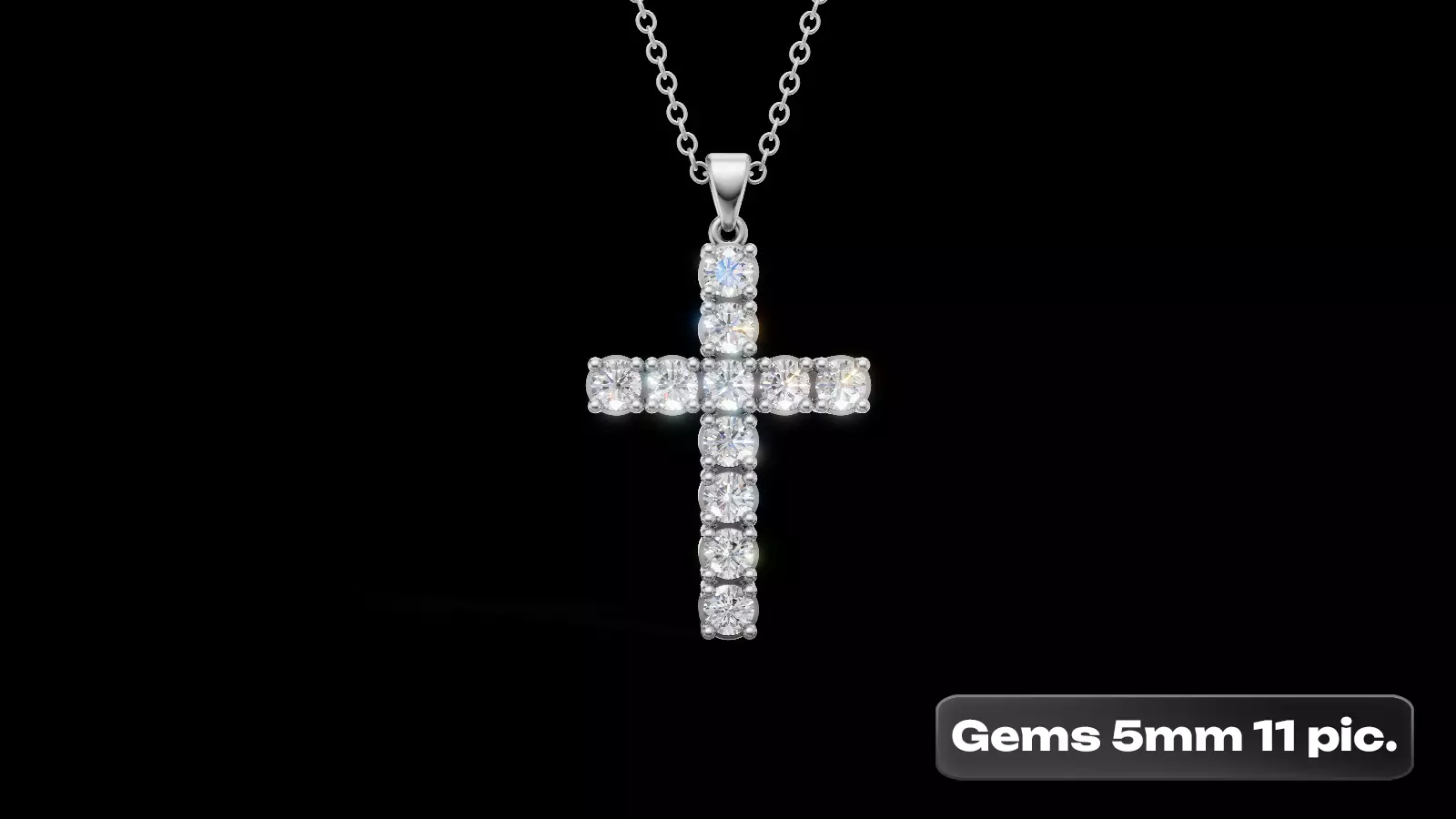 Diamond Cross Pendant 5mm 11 pices 3D print model