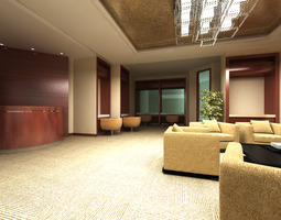 Bank Space with Designer Sofa 3D Model