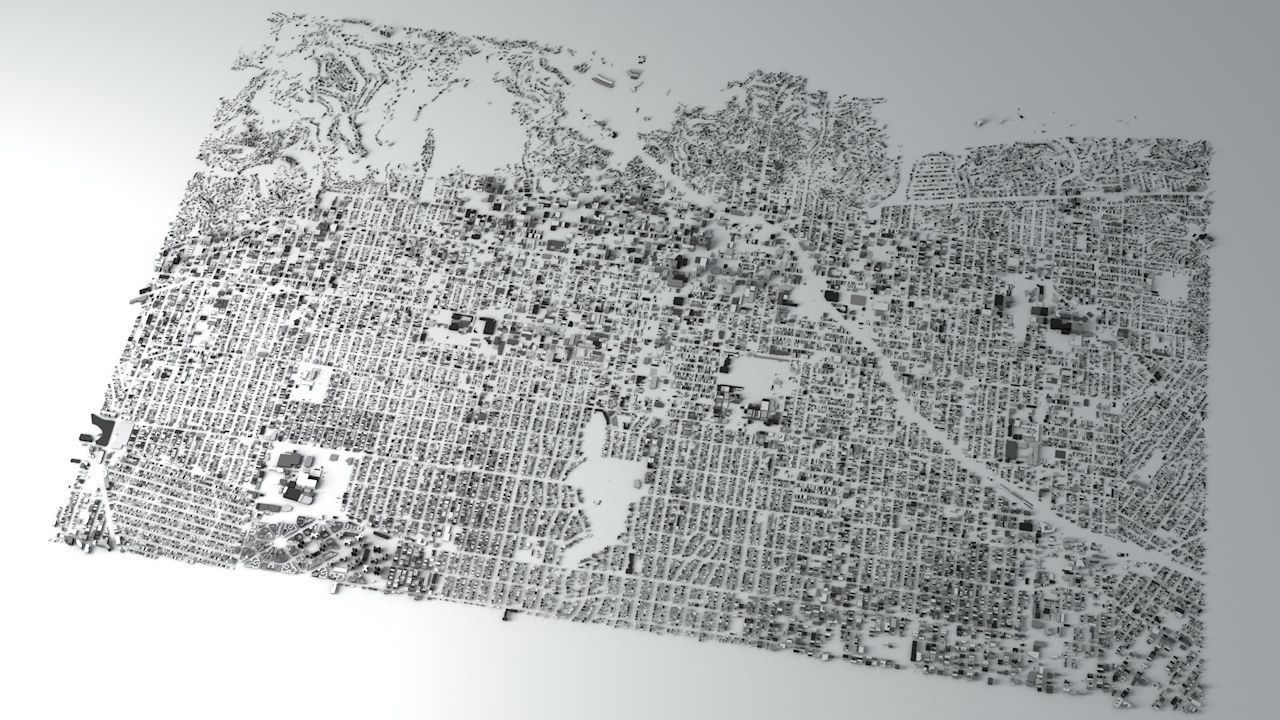 Hollywood in LA Streets and Buildings 3D model_1