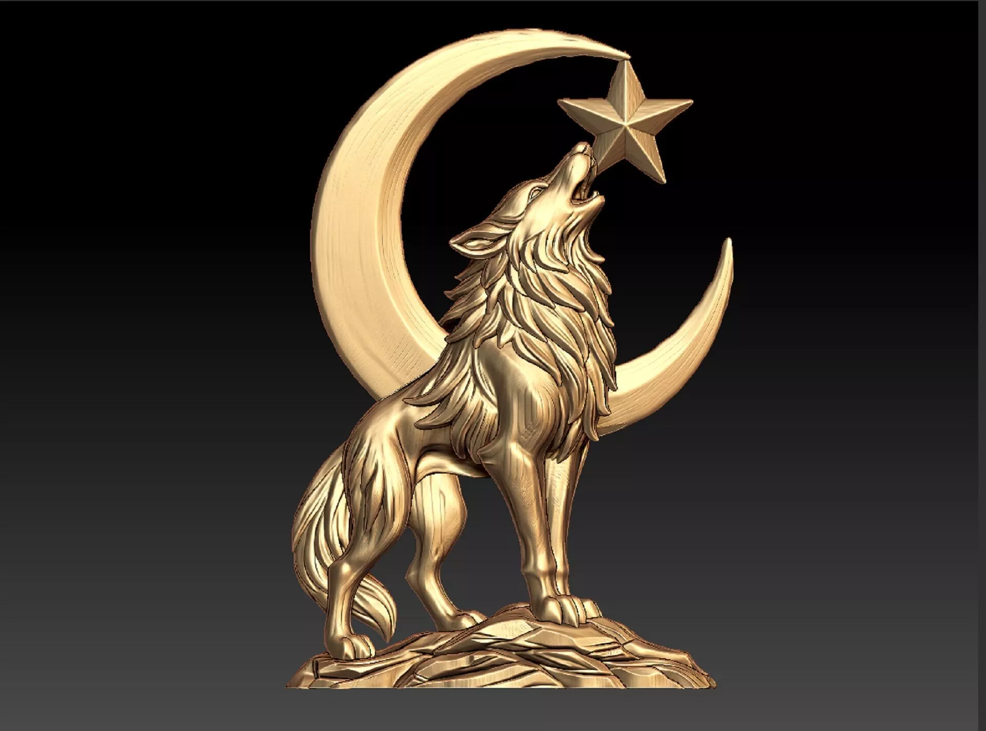 wolf howling moon pendant 3D print model