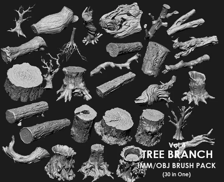Tree Branch IMM OBJ Brushes 30 in one vol 4 3D model