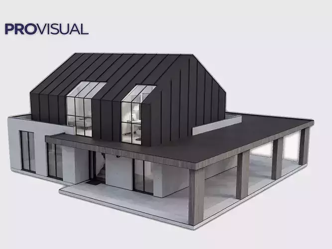Modern House 3D Model 2 Story 4 Bedroom Villa  Home 