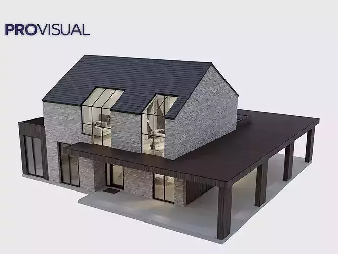 Contemporary Villa 3D Model Modern Family House  Residential 