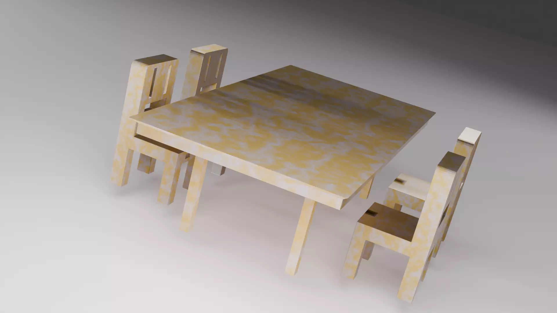 Table and Chairs 3D Model Low-poly 3D model