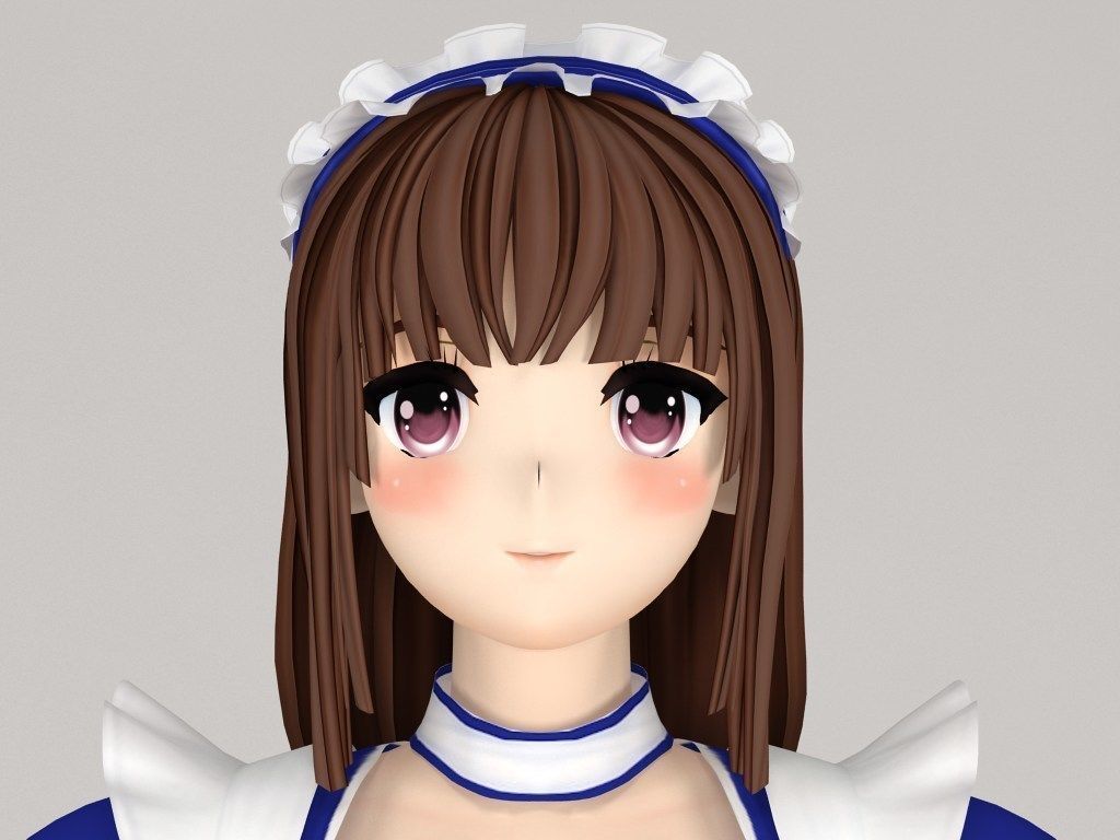 T pose nonriged model of Nanako anime girl  3D model_1