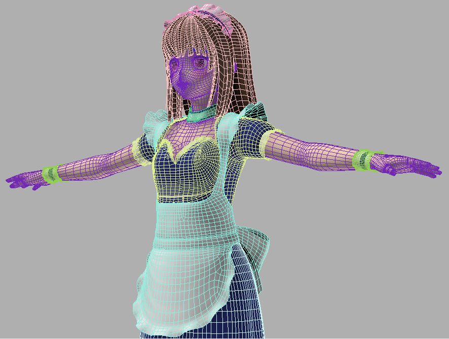 T pose nonriged model of Nanako anime girl  3D model_7