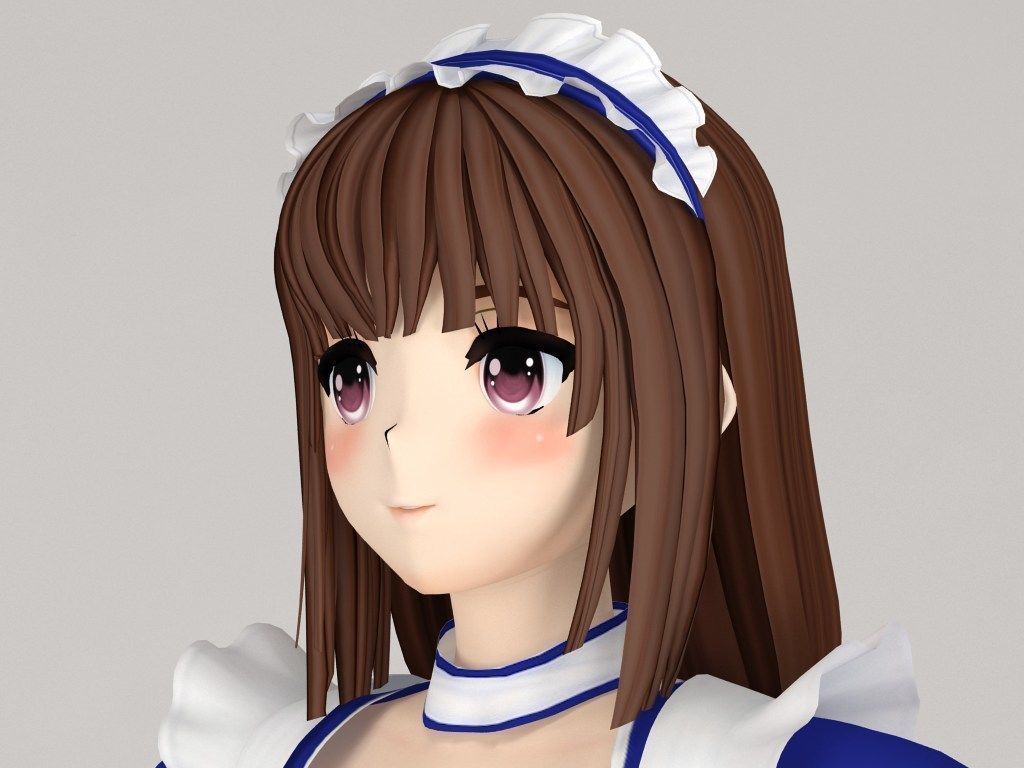 T pose nonriged model of Nanako anime girl  3D model_2