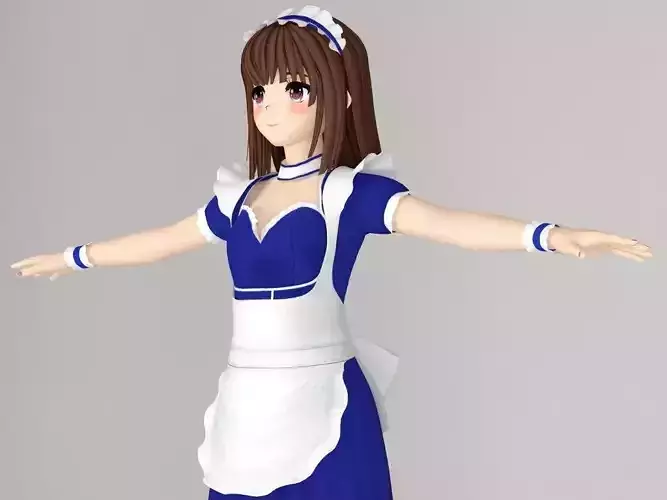 T pose nonriged model of Nanako anime girl  3D model