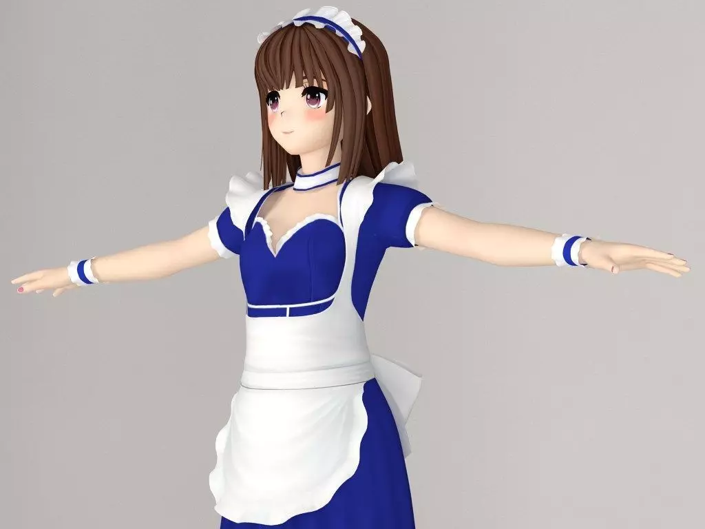 T pose nonriged model of Nanako anime girl  3D model_0
