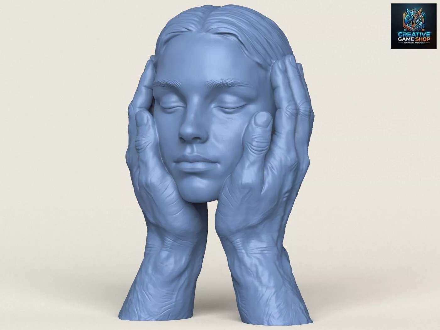 Woman Face In Hands Statue 3D print model