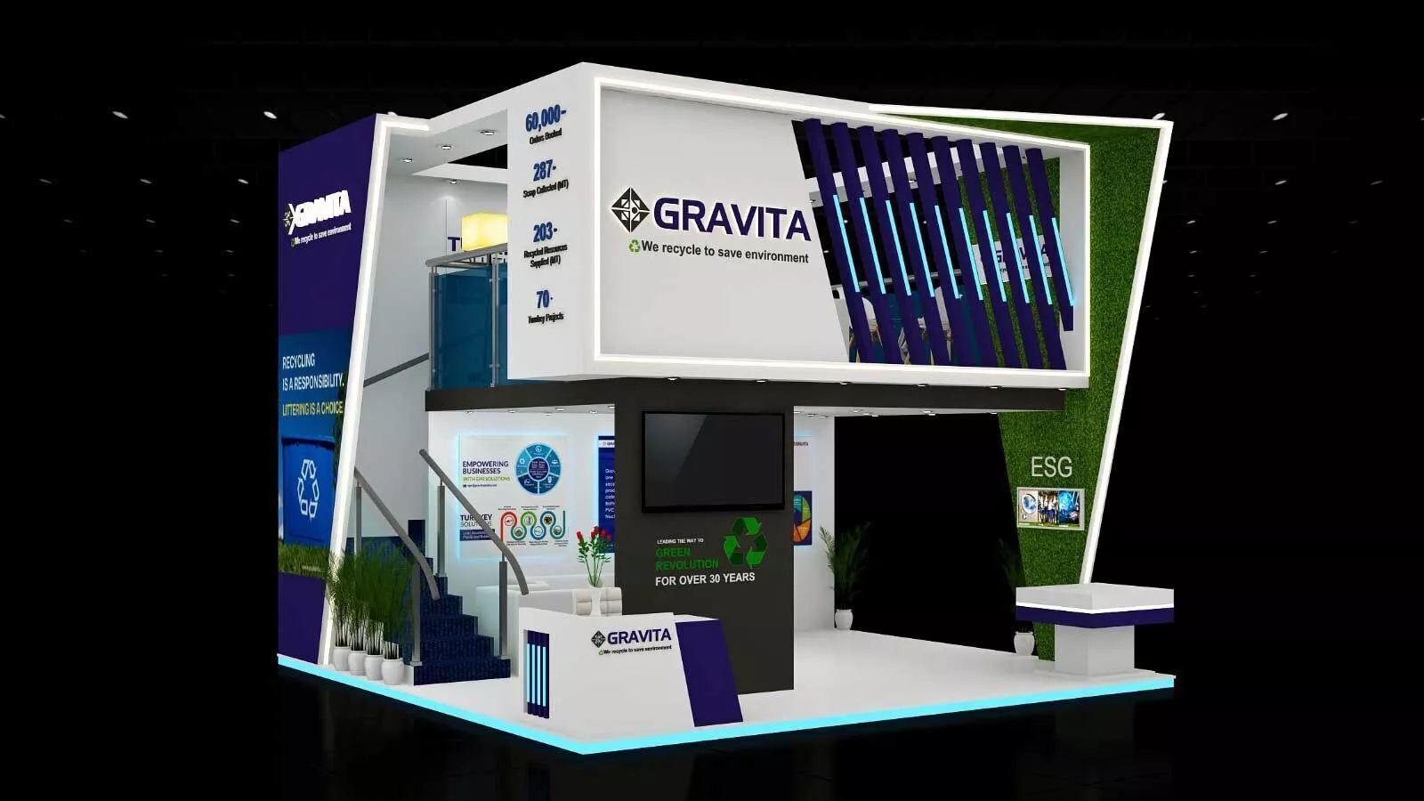 6mtr x 6mtr expo stall 3side open Exhibition Stand Low-poly 3D model