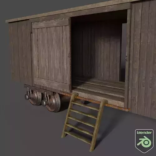 Victorian Train Cargo Carriage Low-poly 3D model 7