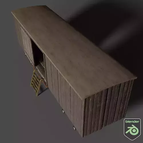 Victorian Train Cargo Carriage Low-poly 3D model 6