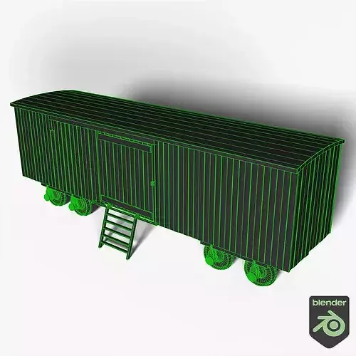 Victorian Train Cargo Carriage Low-poly 3D model 2