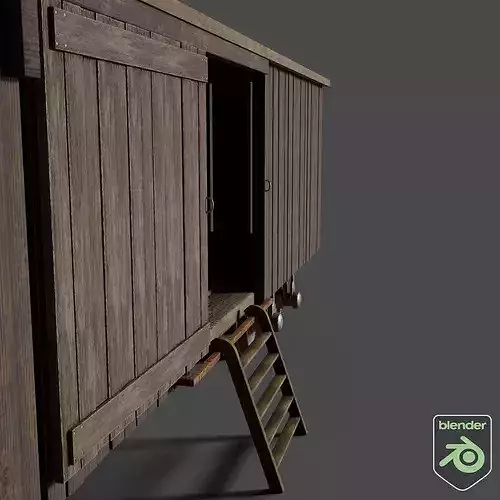 Victorian Train Cargo Carriage Low-poly 3D model 5