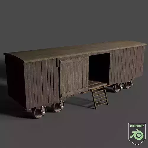 Victorian Train Cargo Carriage Low-poly 3D model 3