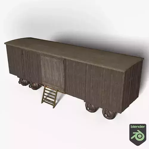 Victorian Train Cargo Carriage Low-poly 3D model