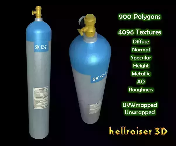 Oxygen Tank - PBR - Textured Low-poly 3D model
