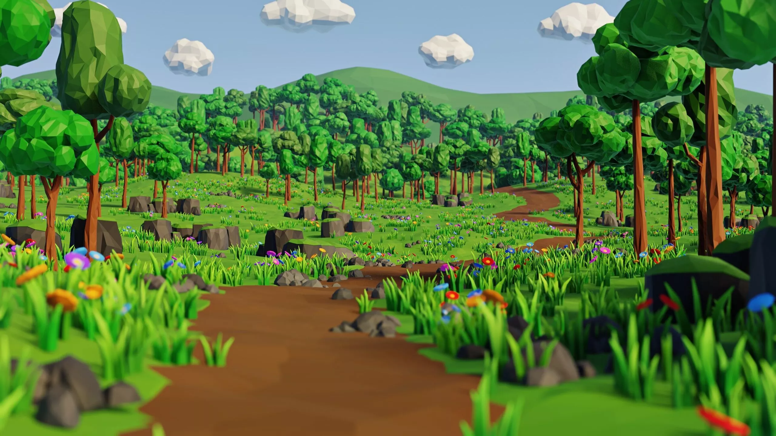 Low Poly Forest Meadow Nature Assets 3D model