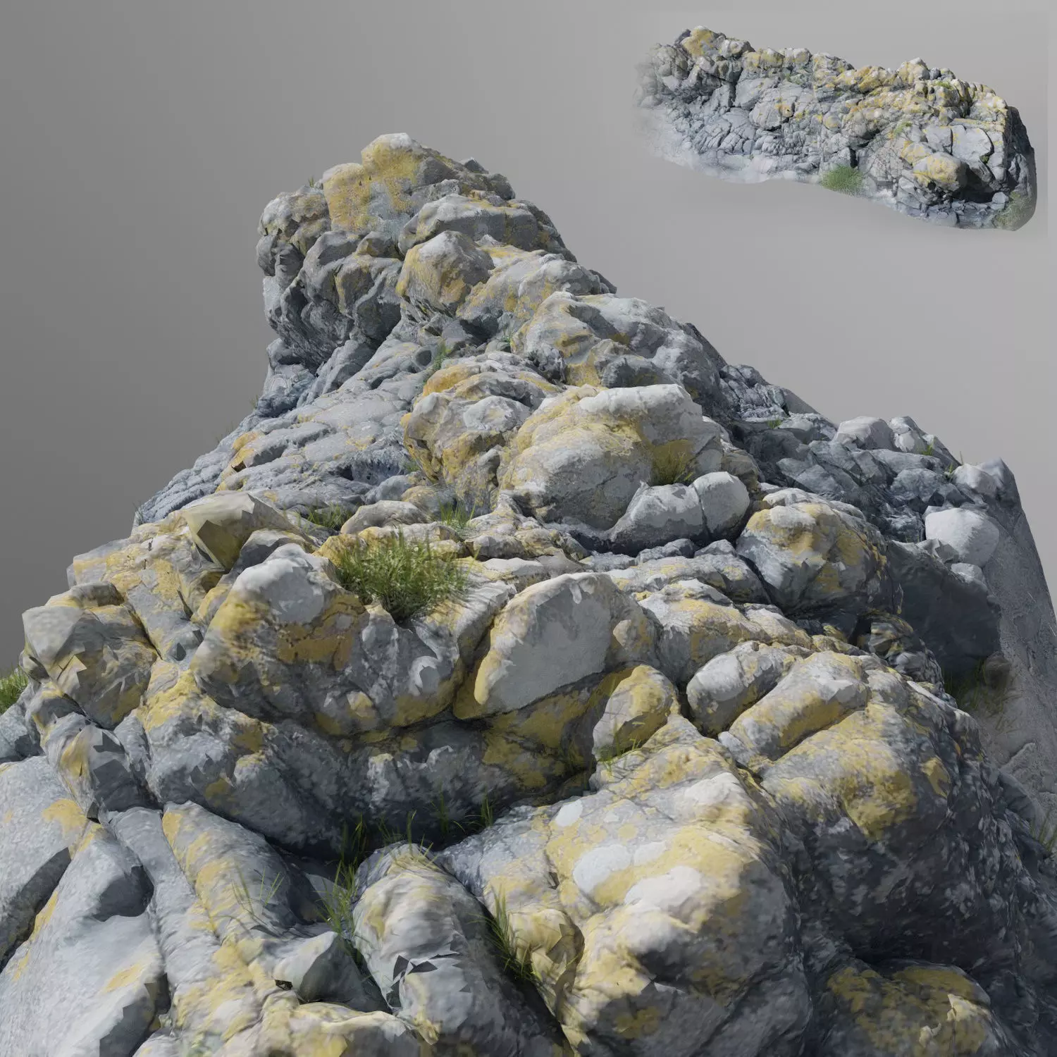 3d scanned stone cliff 001 3D model_0
