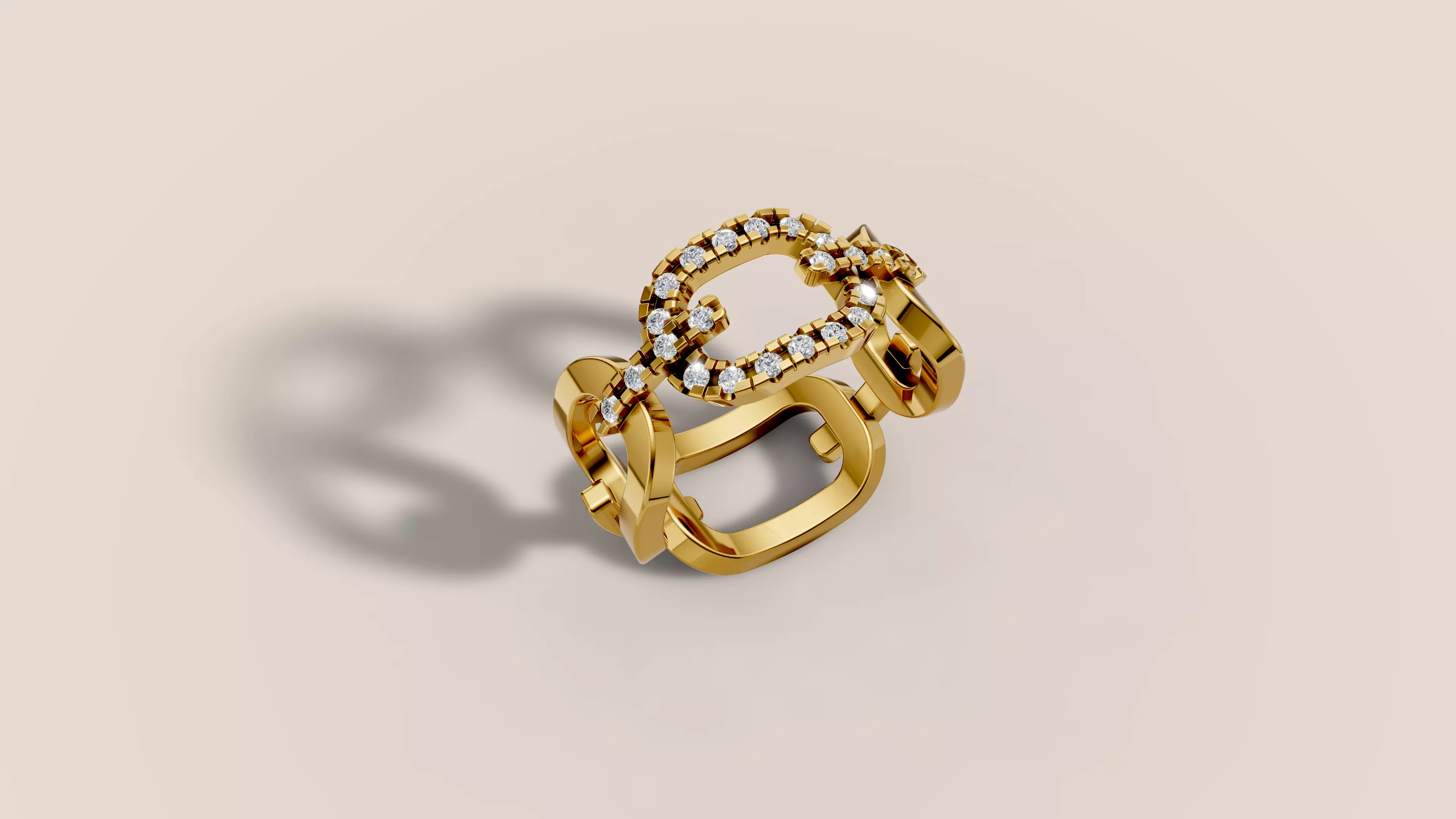 Bold Pave Chain Ring 3D print model