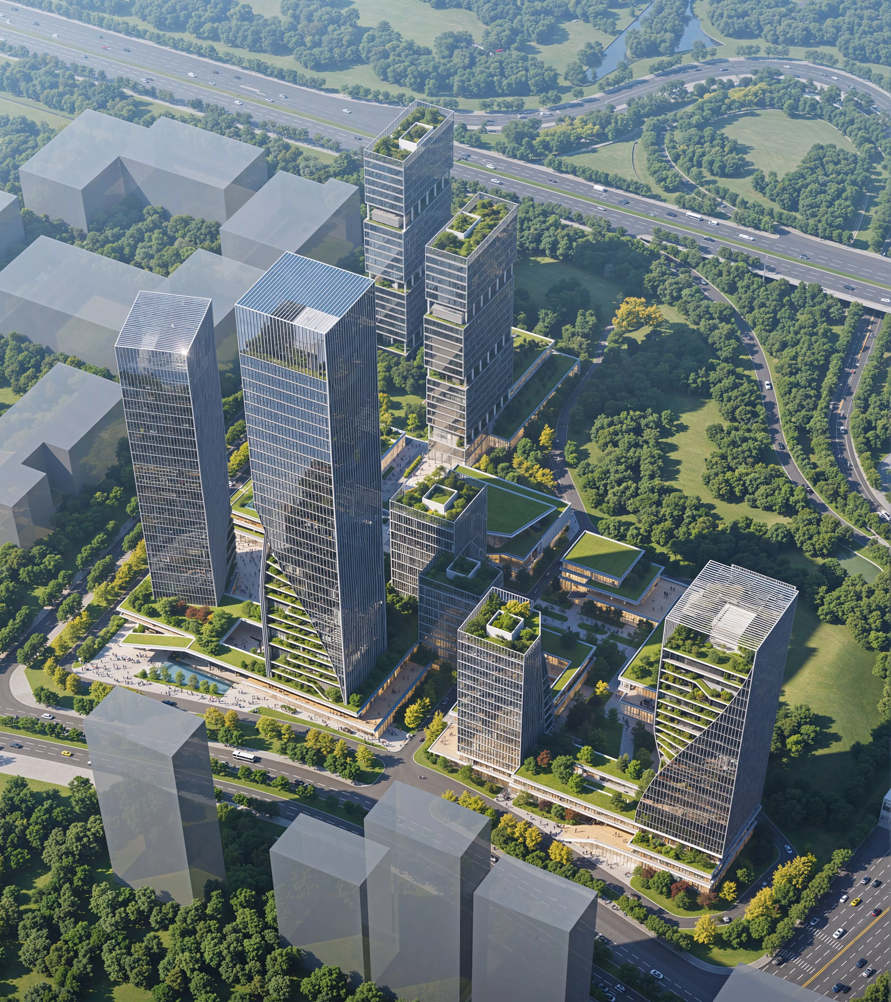 Modern Super High-Rise Commercial Office Complex 3D Model 3D model