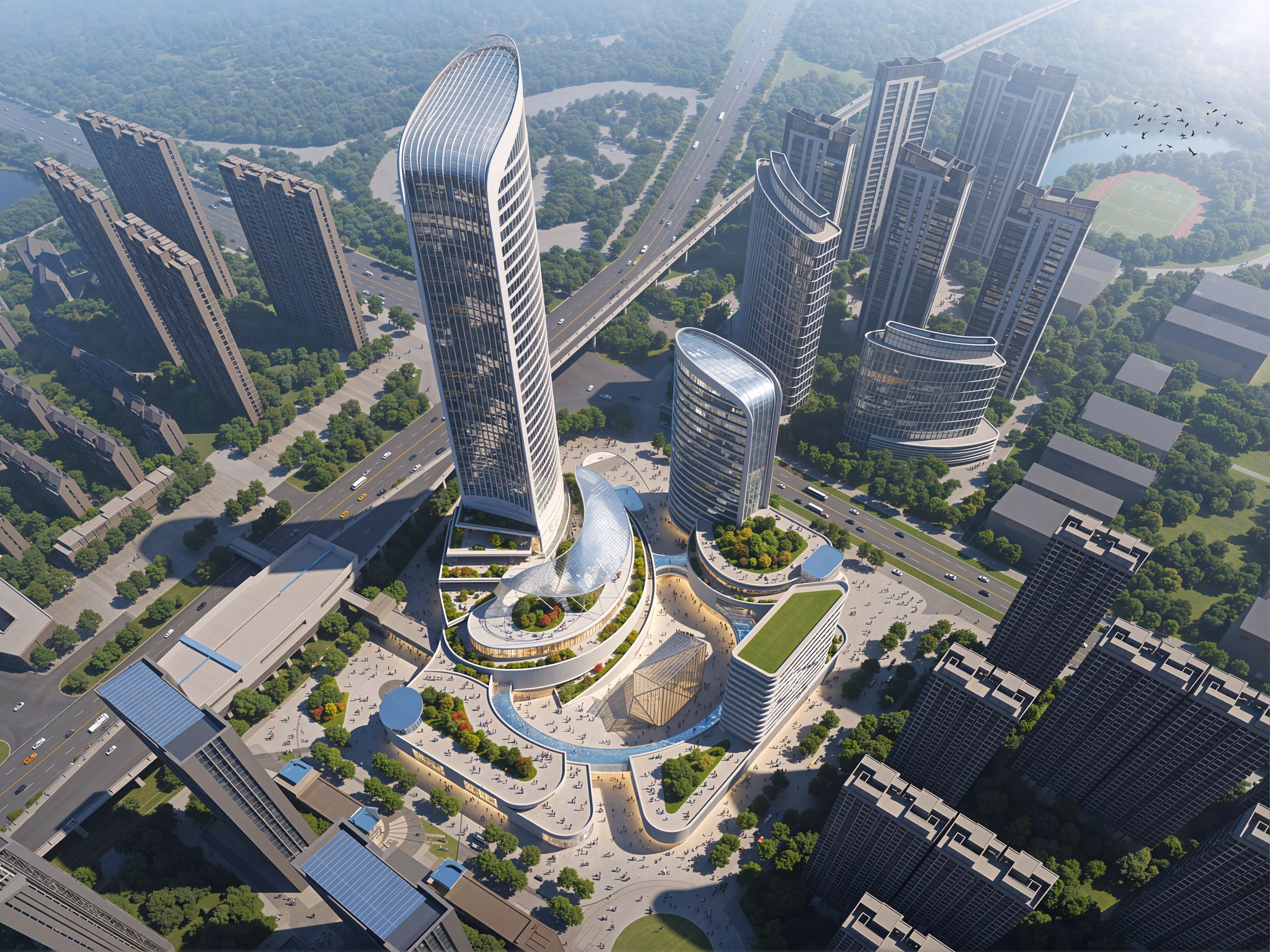 Modern Super High-Rise Commercial Office Complex 3D Model 3D model