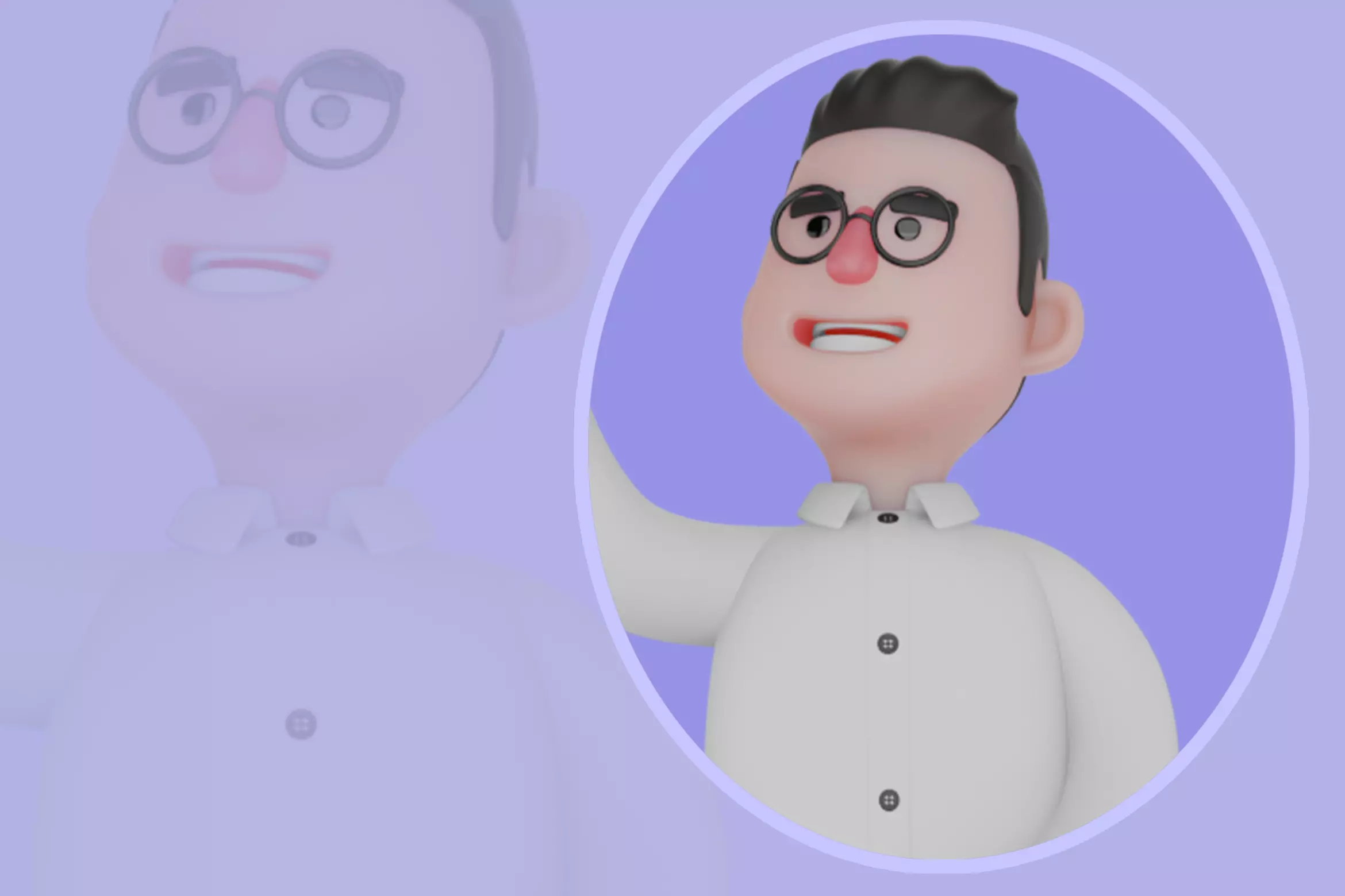 Stylized 3D Cartoon Counselor - Sofa Selfie Pose 3D model