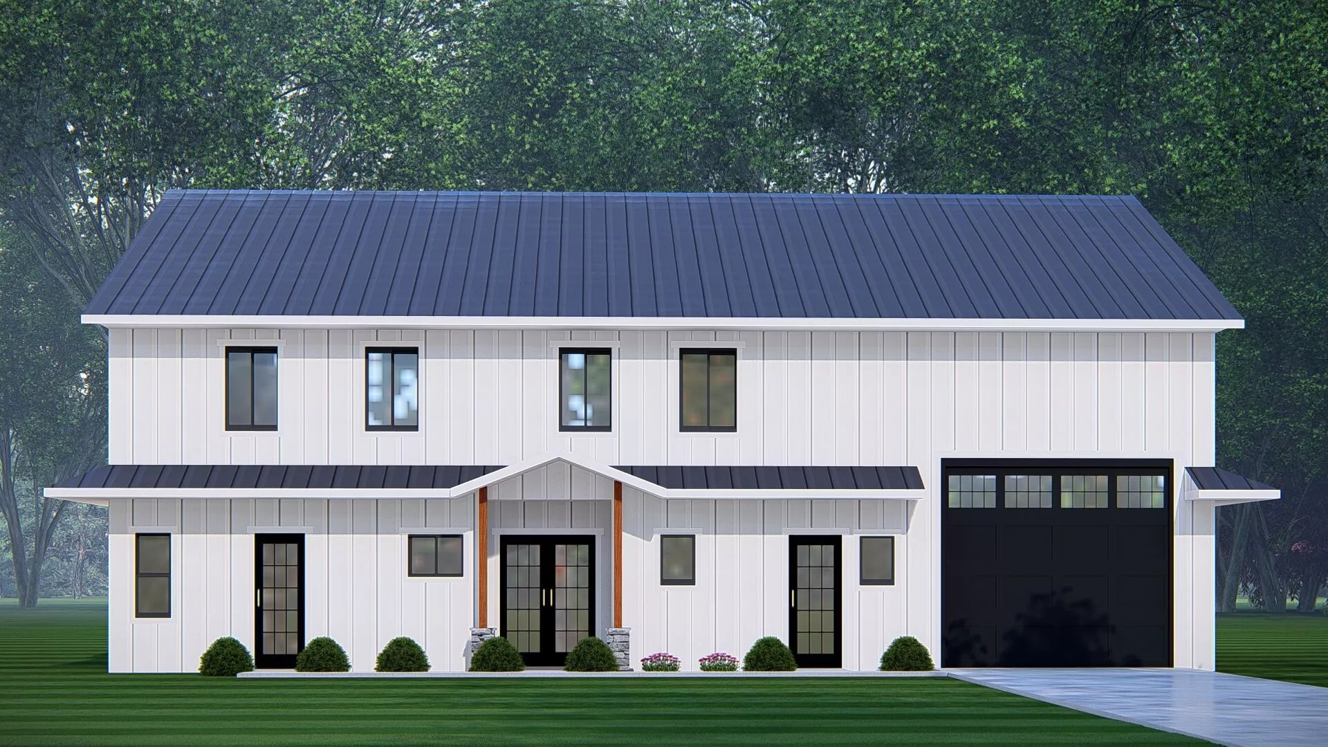 Modern Two Story Farmhouse Exterior 3D House Design 3D model