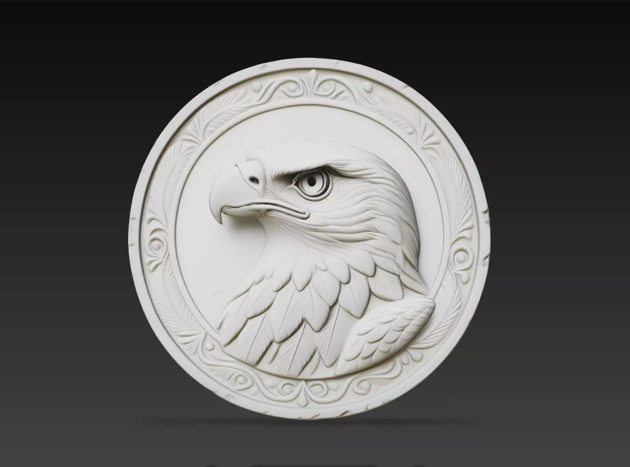 Eagle Head Relief Round Wall Panel Ornamental Bird 3D print model