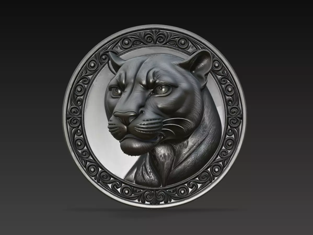 Panther Wall Relief Medallion STL Animal Decor Model 3D print model