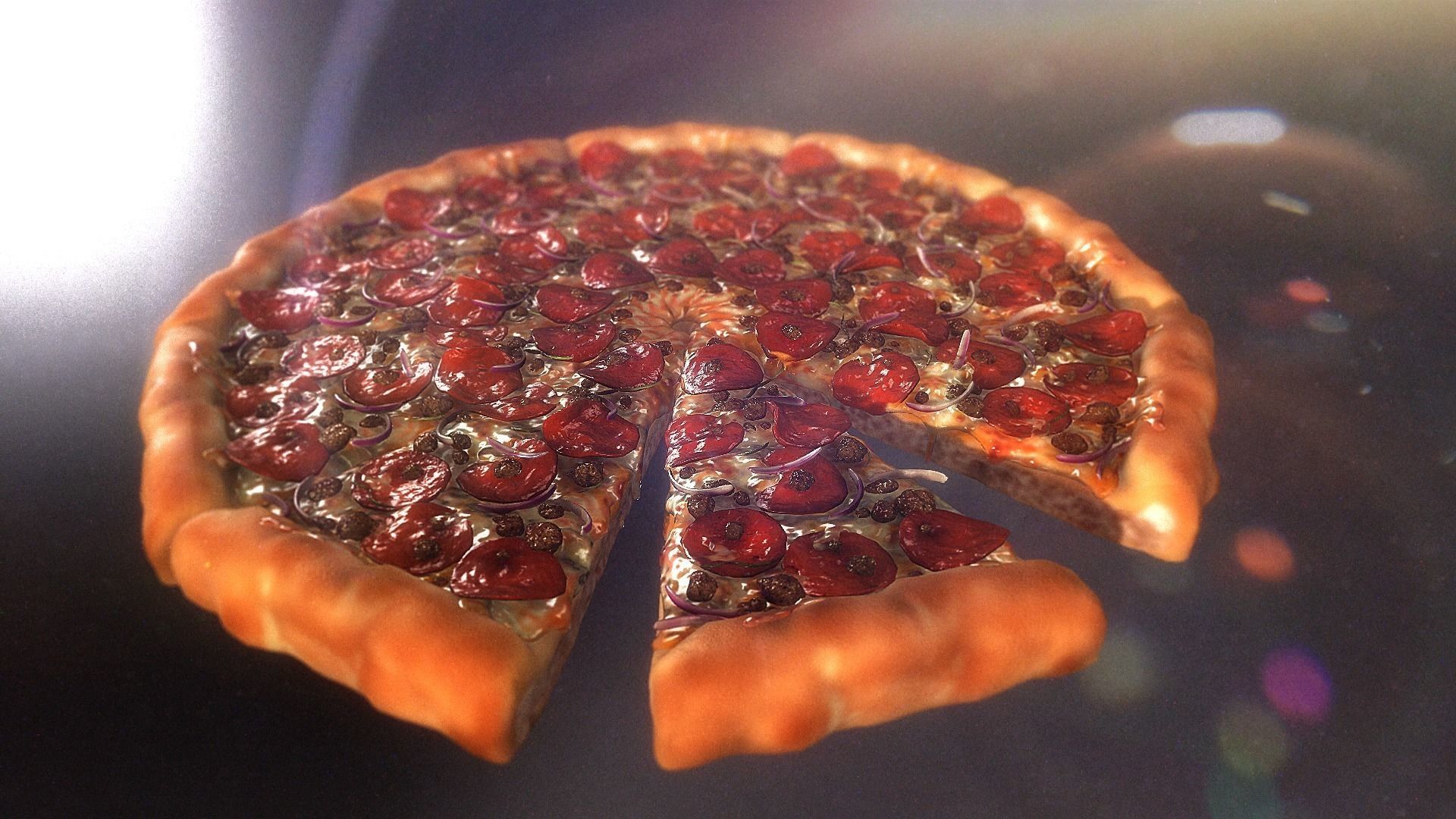 Pizza 3D Realistic slice of in shape of heart 3D print model_4
