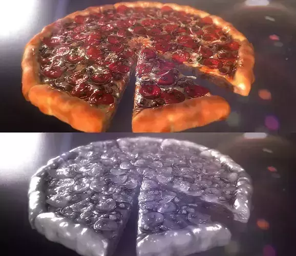 Pizza 3D Realistic slice of in shape of heart 3D print model